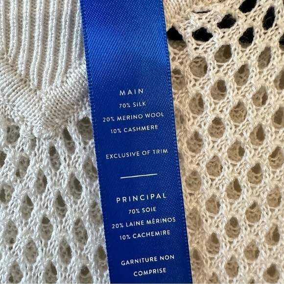 Kit & Ace-Open Knit Cream Long Sleeveless Lightweight Silk Cashmere Blend Vest - Picture 10 of 11